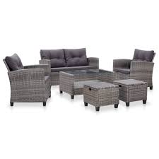 This garden set featuring a sectional sofa and a coffee table with a tempered glass top is perfectly designed for days spent outdoors. 6 Piece Garden Sofa Set With Cushions Poly Rattan Black Sale Price Reviews Gearbest Mobile