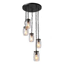 Vintage glass jar pendant with a dark bronze bracket lid warms your counters and kitchen sinks with nostalgic appeal. Haixiang Led 5 Lights Dark Bronze Lighting Mason Clear Glass Jar Shade Pendant Light For Kitchen Bedroom Hallway Ceiling Lamp Pendant Lights Aliexpress