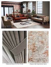 Gri renkli koltuklar yastıklar ve zemin döşemesi ile neşelendirilmelidir. Soru 97 Kiremit Bej Koltuk Takimi Ile Uyumlu Hali Fon Perde Dekor Ekrani