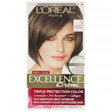 Instead of choosing a classic blonde, brown, black or red tones. L Oreal Excellence Creme Coloration Triple Protection Chatain Clair 5 1 Application Iherb