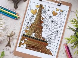 You can download free printable paris coloring pages at coloringonly.com. Paris Eiffel Tower Coloring Page Advanced Coloring Page For Adults Printable Pdf 8 5x11 Teaching Resources