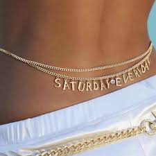 Cadenas para parejas hot : Cadenas De Metal Hechas A Mano Para Cintura Y Vientre Para Mujer Colgante Con Letras Joyeria