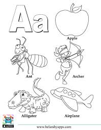 اوراق عمل تعليم الحروف الانجليزية مع الكلمات للتلوين و الطباعة بالعربي نتعلم Alphabet Coloring Pages Abc Coloring Letter A Coloring Pages