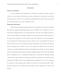 Proctor test is performed to study and understand the soil's compaction characteristics reaching optimal moisture content where soil becomes dense. Solution Standard Proctor Compaction Test Lab Report Studypool