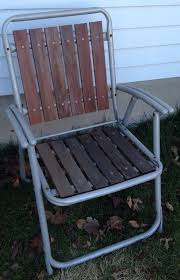 Vintage Redwood Aluminum Folding Lawn Chair Metal Wood Patio Tube Arm Rests Lawn Chairs Wood Chair Metal Lawn Chairs