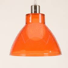 A Pendant Light With A Glass Bell Shaped Orange Shade Can Be Used Singley Or With Two Over A Kitch Pendant Light Shades Ceiling Light Shades Glass Light Shades