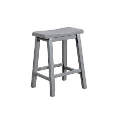 It's made from solid wood in a neutral finish and features four flared legs and crossbars where you can rest your feet as you sit. Gray Backless Saddle Seat Counter Stool Kirklands