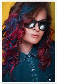 Pink And Red Streaked Curly Hair Red Hair Streaks Hair Color Streaks Blue And Red Hair
