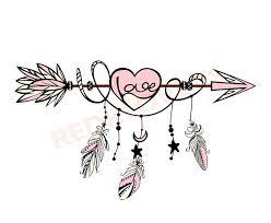 Svg Dxf Silhouette Feather Arrow Dreamcatcher Boho Native Love Etsy Dream Catcher Tattoo Design Feather Tattoos Arrow Tattoo Design