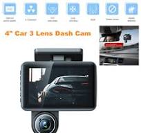 Car 3 Lens Dash Cam Front/Rear/Inside HD Video Recorder G-sensor Loop Recording | eBay