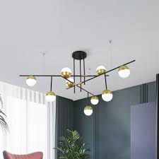 Modern dining chandelier beautiful dining room with hardwood flooring modern crystal dining chandelier. Post Modern Branch Ceiling Pendant White Ball Glass 3 9 Lights Dining Room Chandelier Light Fixture In Black Gold Beautifulhalo Com
