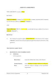 An employee contract template can be used to formalize your employment agreement with a new employee. Director S Service Agreement Template Burgielaw