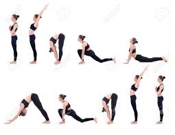 Learn sun salutations for sun salutations, or surya namaskar in sanskrit, are the foundation to vinyasa flows, and we'll break. Beautiful Slim Woman In Yoga Sun Salutation Sequence Poses Isolated Stock Photo Picture And Royalty Free Image Image 42654835