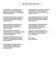 Nikmati kemudahan download lagu hari guru, streaming lagu hari guru, dan lirik hasil pencarian anda untuk download lagu lagu hari guru.mp3. Lirik Lagu Seloka Hari Guru