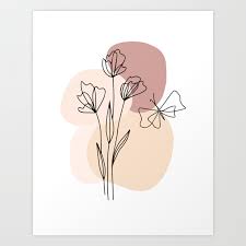 Here you can find aesthetic light. Minimal Line Art Flowers And Butterfly Art Print By Betterhome Society6