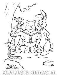 Winnie The Pooh Tigger And Rabbit Reading Coloring Page Coloring Pages Disney Coloring Pages Coloring Pages For Kids