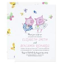 Cute Pigs Couple Sweet Engagement Party Invitation Zazzle Com Wedding Invitations Romantic Engagement Party Cards Elegant Couple