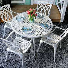 If you prefer traditional there are wooden benches, swing seats and deck chairs in our stylish wooden garden furniture range. Lisa 4 Seater Small Garden Table Chairs In White Lazy Susan