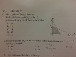 Maybe you would like to learn more about one of these? Tolong Dibantu Yaa Mencari Nilai Maksimum Pada Daerah Yg Diarsir Pertidaksamaan Linear Brainly Co Id