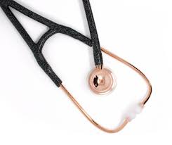 A stethoscope necklacefor the future doctor is a perfect idea! Overlay Of Cosmic Black Glitter Rose Gold Cardiology Stethoscope Rose Gold Stethoscope Rose Gold Stethoscope Littmann Cardiology