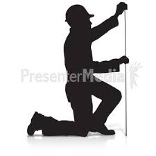 A set of construction tools. A Silhouette Of A Construction Worker Measuring Vertically Powerpoint Clipart Illustrations Silhouette Clip Art Human Silhouette