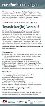 Bei einem fremdwort erkennt man leicht, dass es fremd ist: Rundfunkhaus Allgau Sucht Teamleiter In Verkauf Radioszene