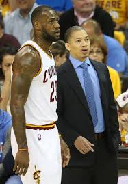 Cleveland Cavaliers Forward Lebron James Talks With Cleveland Cavaliers Head Coach Tyronn Lue During A Free Throw A Tyronn Lue Lebron James Cleveland Cavaliers