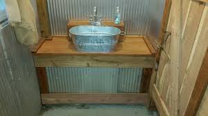 Sink And Vanity Made Out Of Scrap Cedar And Pine And A Galvanized Oval Washtub Turned Out Pretty Good Rustic Bathrooms Wash Tub Sink Decorating On A Budget
