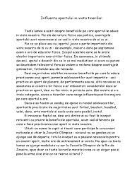 Text argumentativ despre importanta sportului. Influenta Sportului In Viata Tinerilor