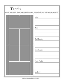 Use This Free Tennis Worksheet To Help Your Tennis Player Learn Some Of The Parts Of The Tennis Court And Free Homeschool Printables Tennis Teaching Homeschool