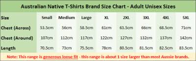 Sizing Charts Australian T Shirts Gifts