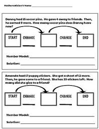Start Change Change Number Stories Number Stories Everyday Math Subtraction Word Problems