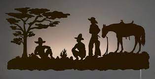 Cowboy Campfire Western Backlit Wall Art 42 Inch Western Wall Art Metal Wall Art Western Metal Wall Art