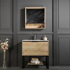 A new set of cabinets can transform your bathroom without breaking the bank. Oak Bathroom Cabinet Mirror With Shelves