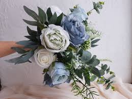We might sell fake flower arrangements but we guarantee they are australia's longest lasting gift! Dusty Blue Boho Wedding Bouquet Fake Flower Bouquet Bridal Bouquet Wedding Flowers 61937 In Online Supermarket Sol