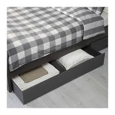Store bed linens, clothing, and more inside the six generous drawers (three per side) and take the pressure off. Hemnes Bed Frame With 4 Storage Boxes Gray Dark Gray Stained Luroy Queen Ikea Hemnes Bed Under Bed Storage Bed Frame