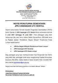 Directions to utc sentul (kuala lumpur) with public transportation. Portal Jpn Penutupan Sementara Jpn Cawangan Utc Sentul