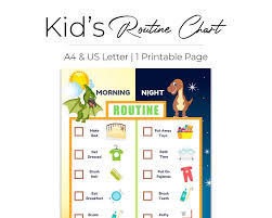 Chore Chart Templates Kid Morning Bedtime Routines