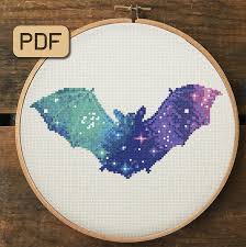 Pattern size is 60w x 34h. Bat Cross Stitch Pattern Galaxy Cross Stitch Pattern Pdf Etsy In 2021 Cross Stitch Designs Cross Stitch Patterns Cross Stitch