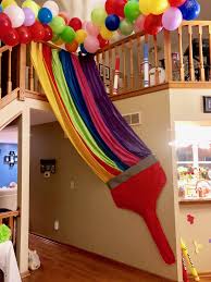 Birthday Party At Home Decoration Ideas Pin By Made By A Princess On Art Party For Zoey S 7th Birthday Art Party Decorations Rainbow Party Decorations Crayon Birthday Parties