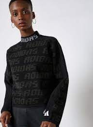 Adidas originals womens satin 3 stripe full zip hoodie new long hoody jacket top. Buy Now Knit Graphic Crew Sweatshirt Black Grey With Fast Delivery And Easy Returns In Dubai Abu Dhabi And All Uae