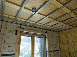 Fixing Metal Resilient Bars To Form Ceiling Under First Floor Joists Building A Passivhaus Fife Scotland Bar Ceilings Outdoor Decor Flooring