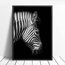 Rhino Zebra Animal Poster Black White Print Zebra Wall Art Animal Canvas Paintings Zebra Painting