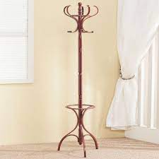 Coaster Walnut Wood Curved Hooks Coat Hat Rack Umbrella Holder Hall Tree Hanger Standing Coat Rack Coat Rack Living Room Sets Furniture