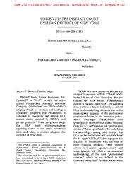 Following its acquisition by tokio marine holdings. Fillable Online David Lerner Associates Inc V Philadelphia Indemnity Insurance Fax Email Print Pdffiller