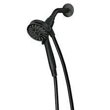 Black shower head with hose. Moen Attract With Magnetix 6 Spray 3 75 In Single Wall Mount Handheld Adjustable Shower Head In Matte Black 26000bl The Home Depot