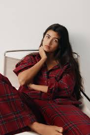 Cotton Flannel Pajamas - Dark red/plaid - Ladies | H&M US