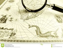 Old Ancient Sea Chart Magnifier Stock Photo Image Of