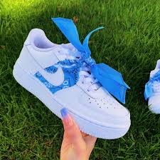 Blue Bandana Af1 In 2020 Hype Shoes Nike Shoes Jordan Shoes Girls