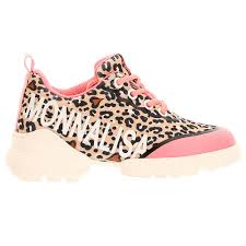 Tote bag with inner zipper pockets. Monnalisa Girls Leopard Logo Trainers Pink